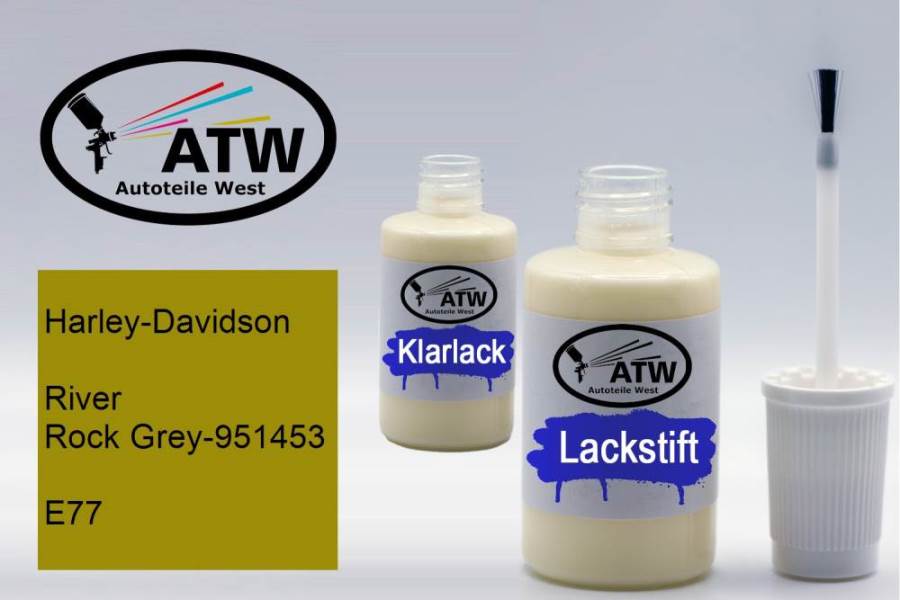 Harley-Davidson, River Rock Grey-951453, E77: 20ml Lackstift + 20ml Klarlack - Set, von ATW Autoteile West.